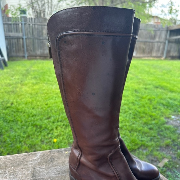 Franco Sarto Brown Leather Block Heel Knee High Boots : The Artist Collection - Picture 6 of 6